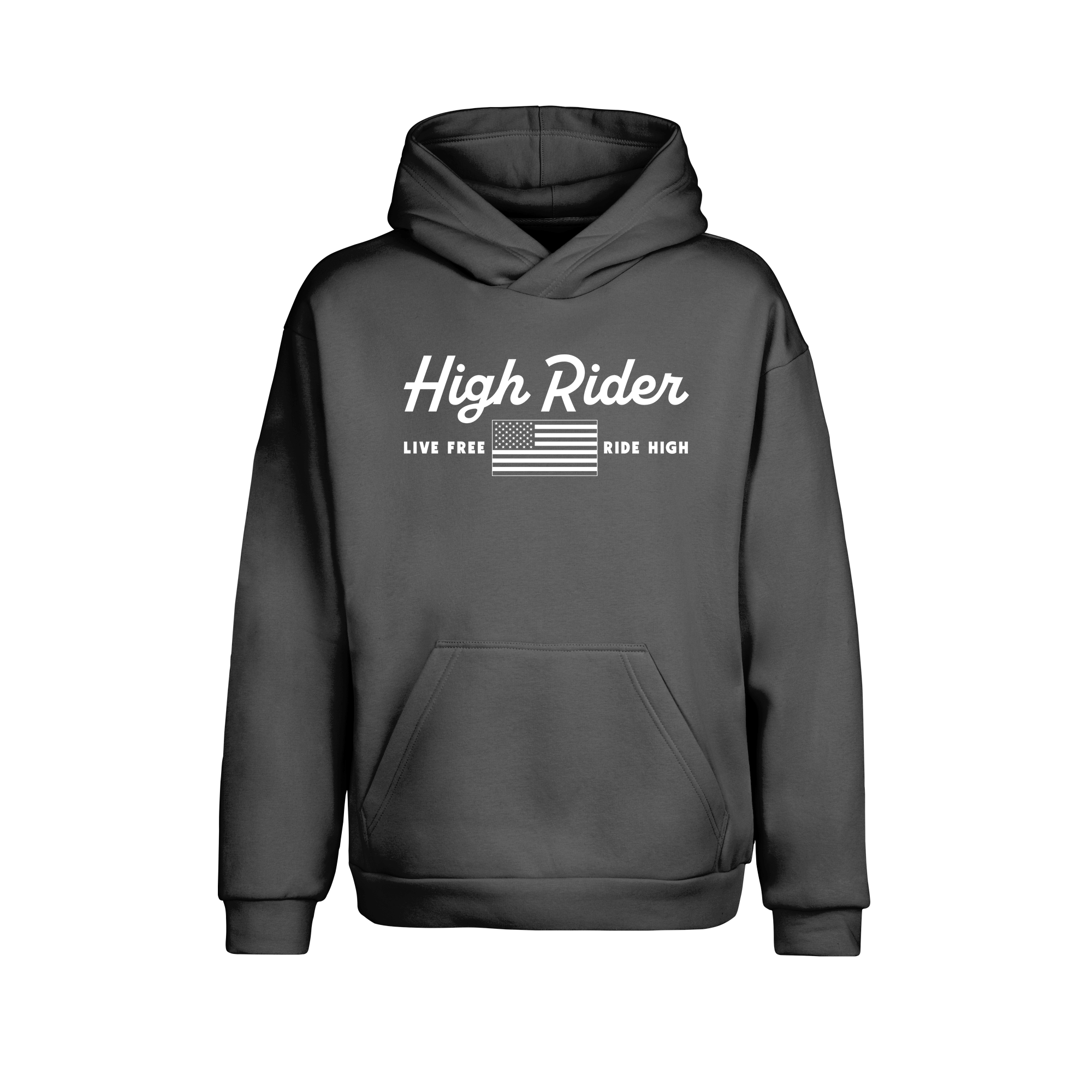 High Rider Script Logo Live Free US Flag Hoodie