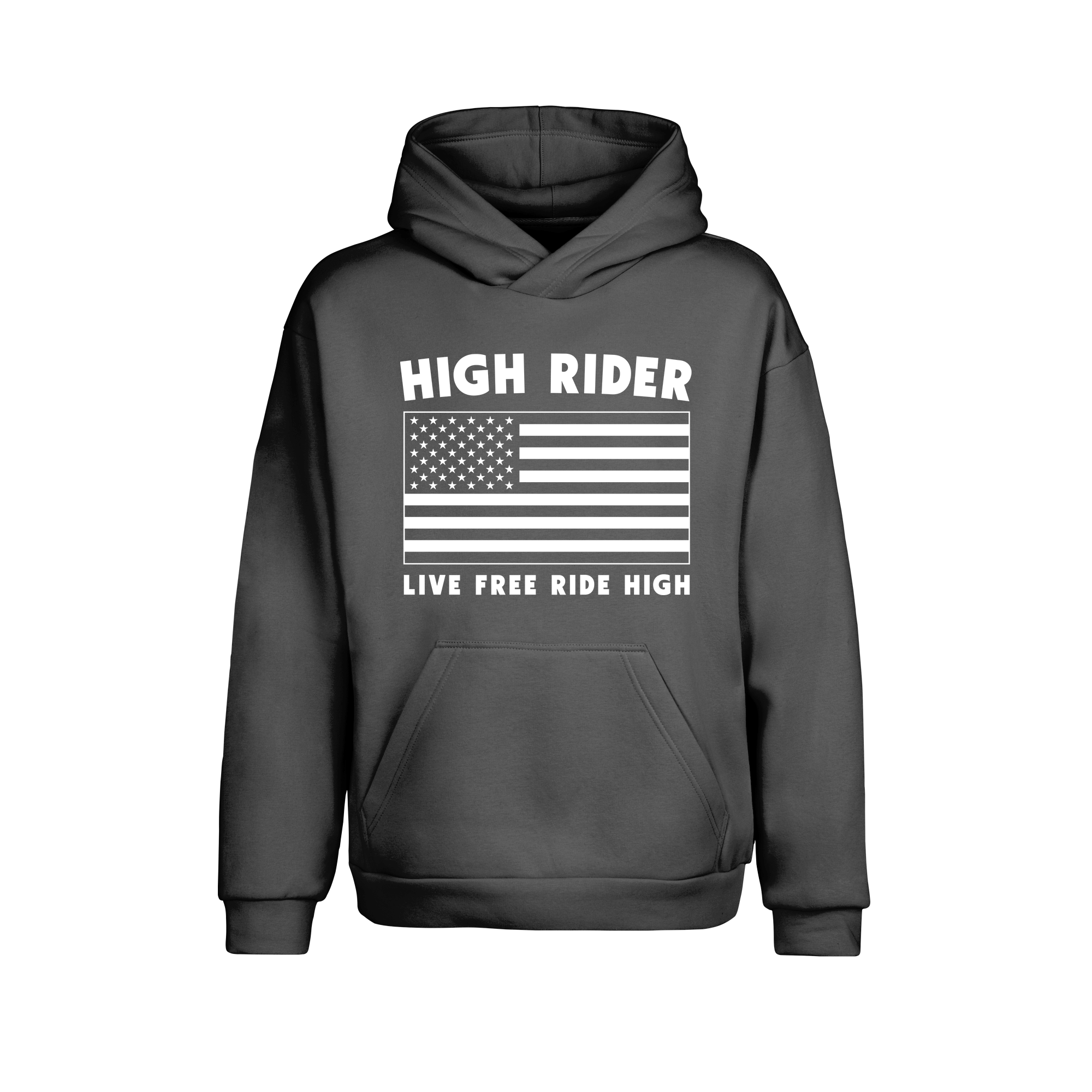 High Rider Block Logo Live Free US Flag Hoodie