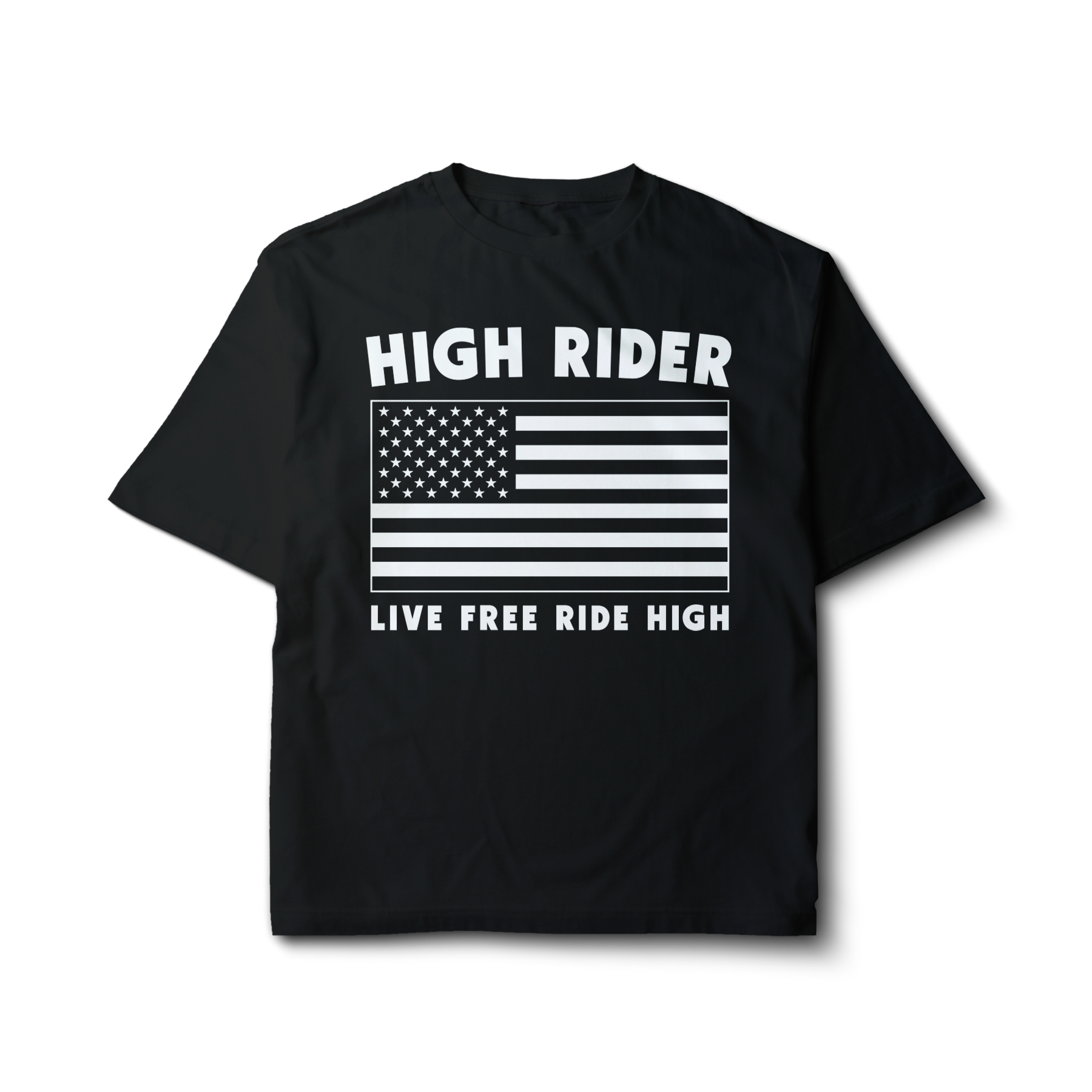 High Rider Block Logo Live Free US Flag Tee
