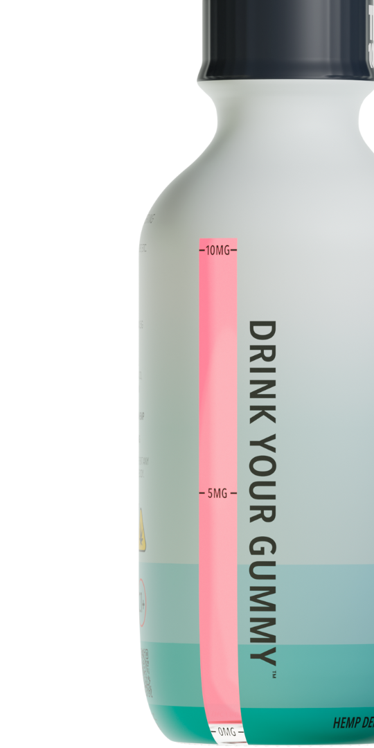 Yellow and orange bottle labeled 'FAST ACTING' with measurement markings and text.