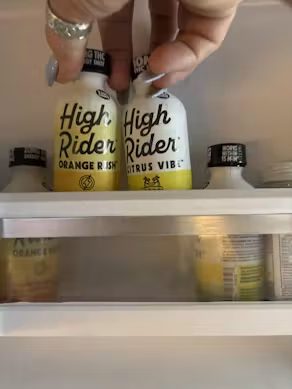 High Rider bottles in a refrigerator