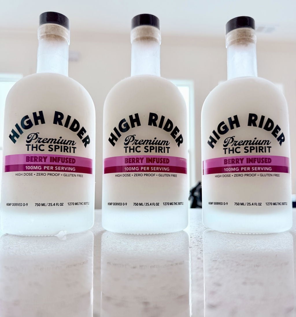 Three High Rider Berry THC SPIRIT bottles
